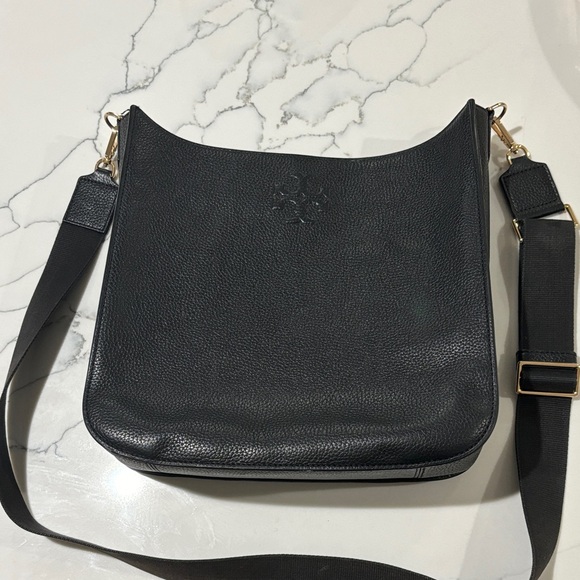 Tory Burch Black Pebbled Leather Shoulder Bag - Picture 1 of 7